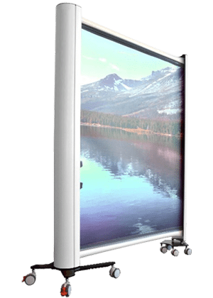 an Open Rolascreen Rolascreen Hospital Privacy screen in its portable configuration